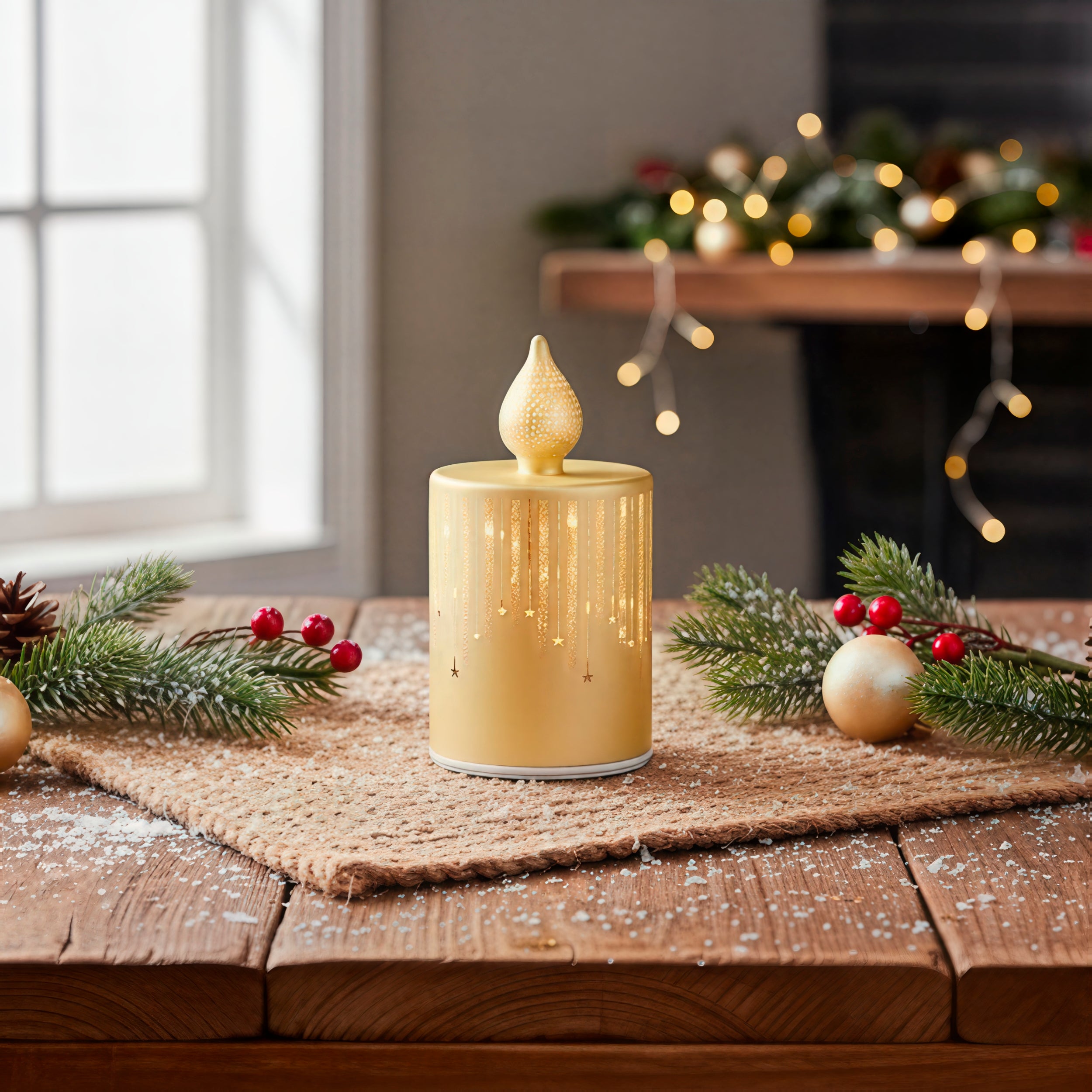 DICTROLUX - Decorazione Luminosa LED Vetro Soffiato Oro h17,5 cm